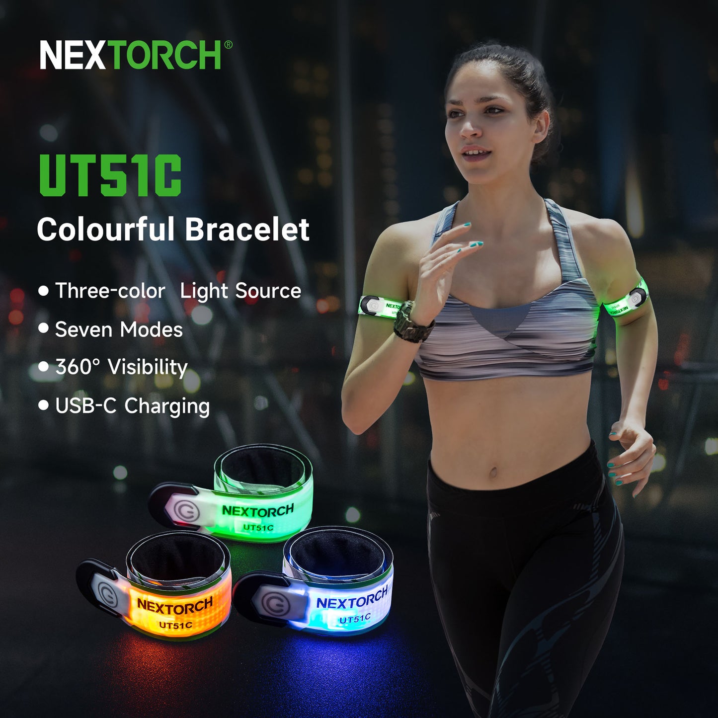 Nextorch UT51C Multi-Color Rechargeable Sports Bracelet