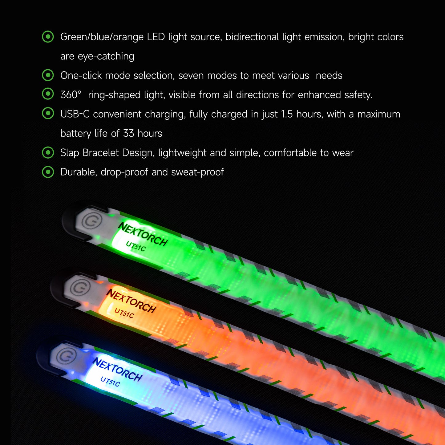 Nextorch UT51C Multi-Color Rechargeable Sports Bracelet