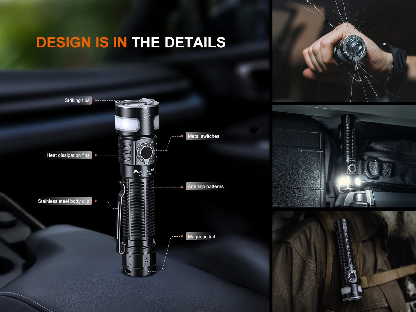 Fenix LD35R Flashlight With Tri-Color Secondary Side Lights