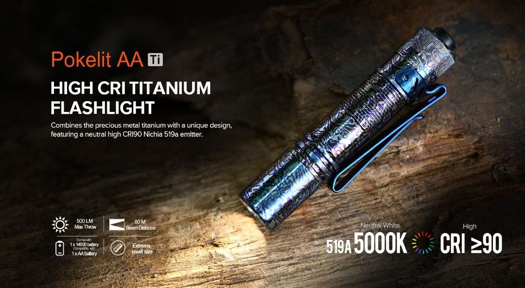 Acebeam Pokelite AA Titanium High CRI Flashlight