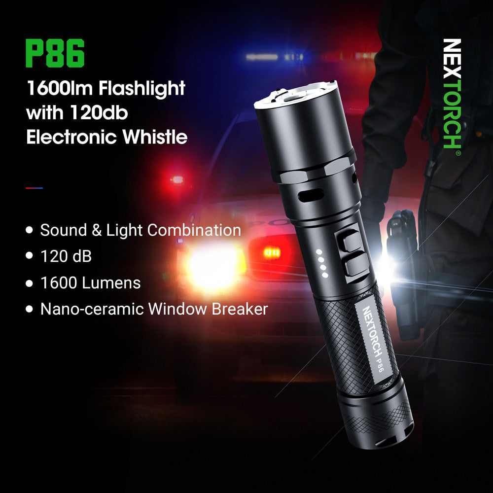 Nextorch P86 Flashlight with Electronic Whistle