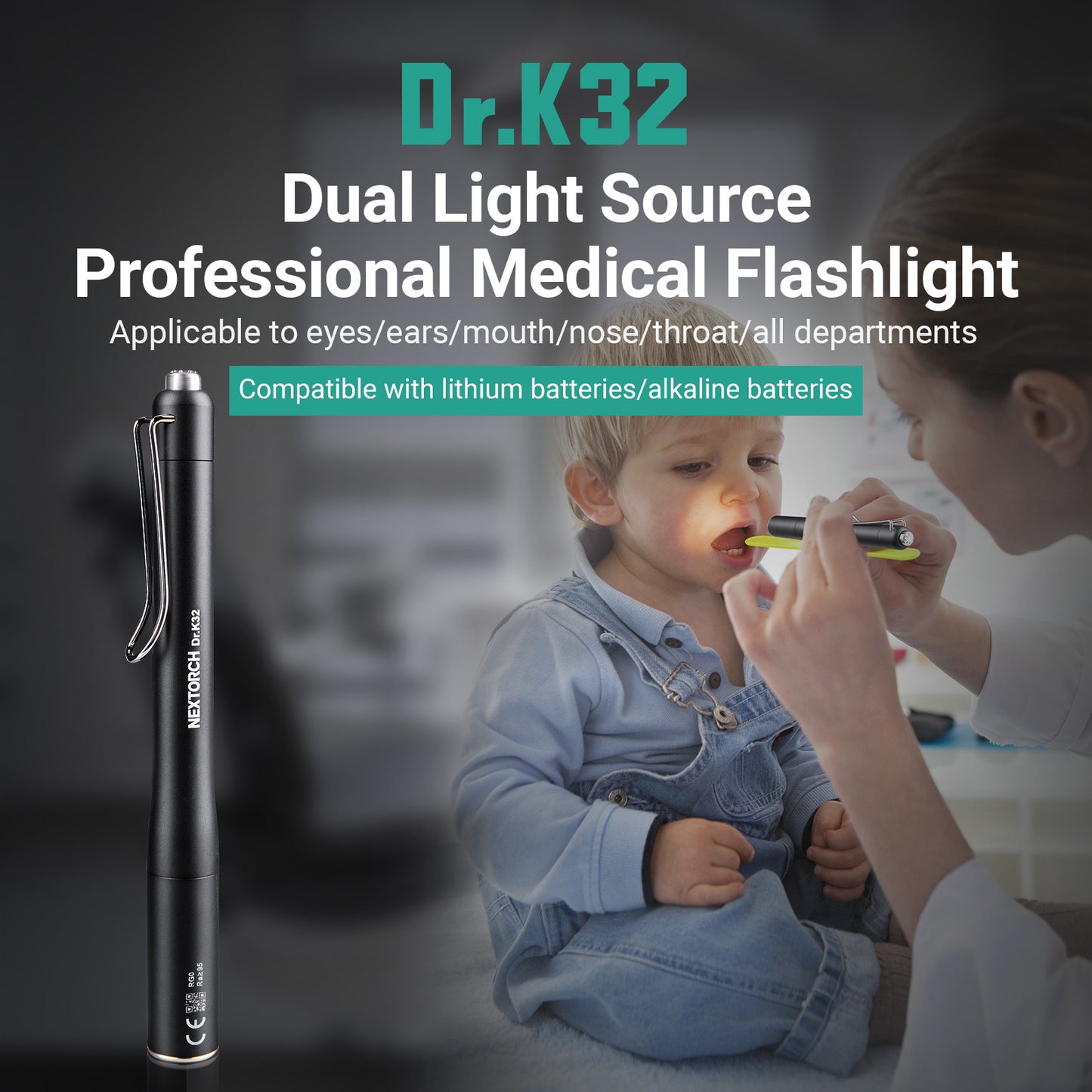 Nextorch Dr.K32 Dual Light Sources Professional Medical Flashlight