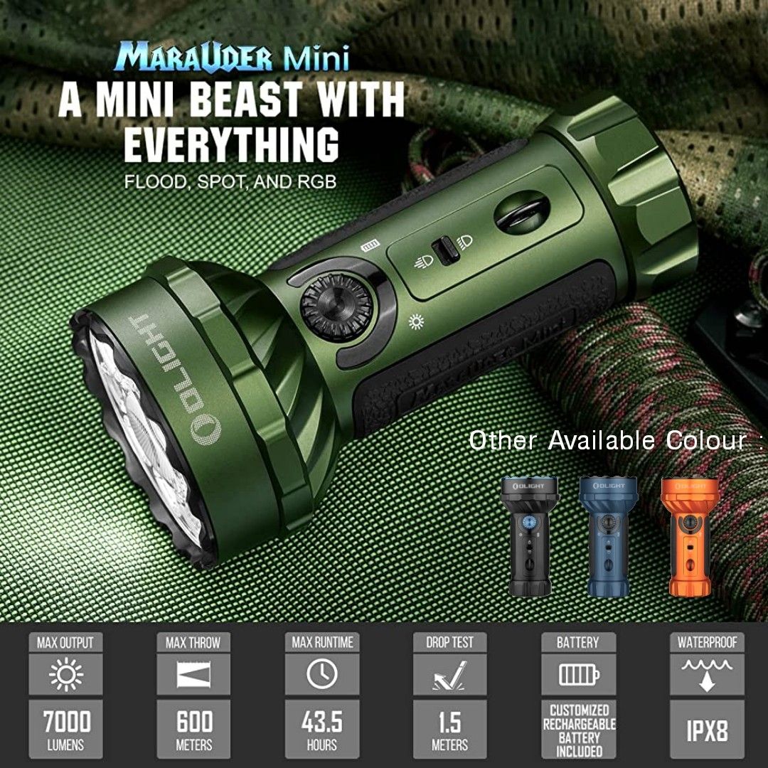 Olight Marauder Mini RGB Flashlight [7,000 Lumens, 600 Meters