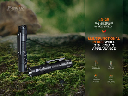 Fenix LD12R Dual Light Sources USB-C Rechargeable Compact Flashlight