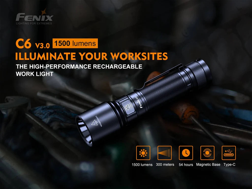 Fenix C6 V3 Heavy Duty Rechargeable Flashlight