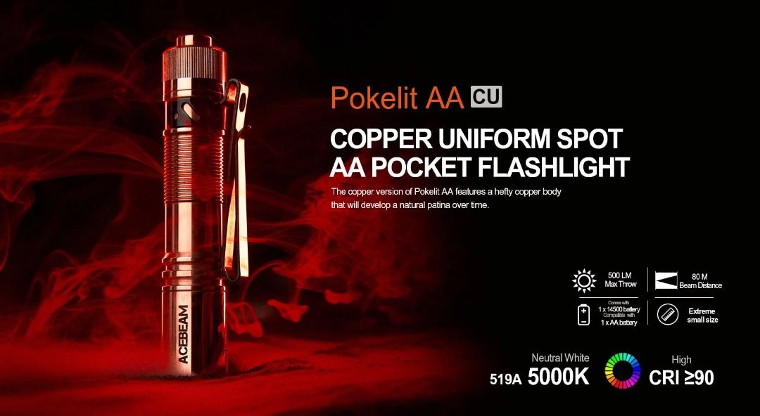 Acebeam Pokelite AA Copper EDC Flashlight