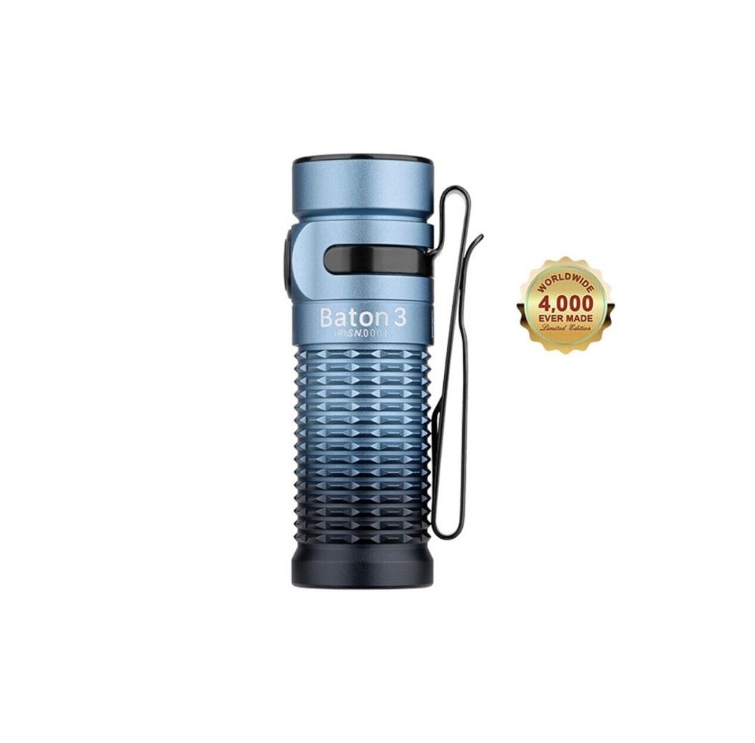 (Limited Edition) Olight Baton 3 Ocean Blue Compact Rechargeable Flashlight