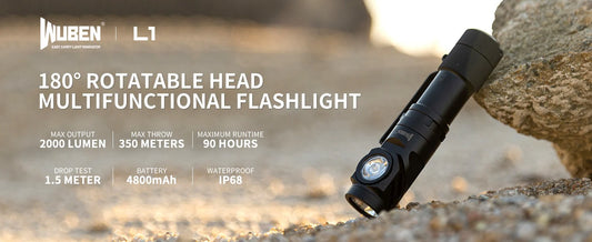 Wuben L1 Dual Beam Flashlight with 180° Rotatable Head