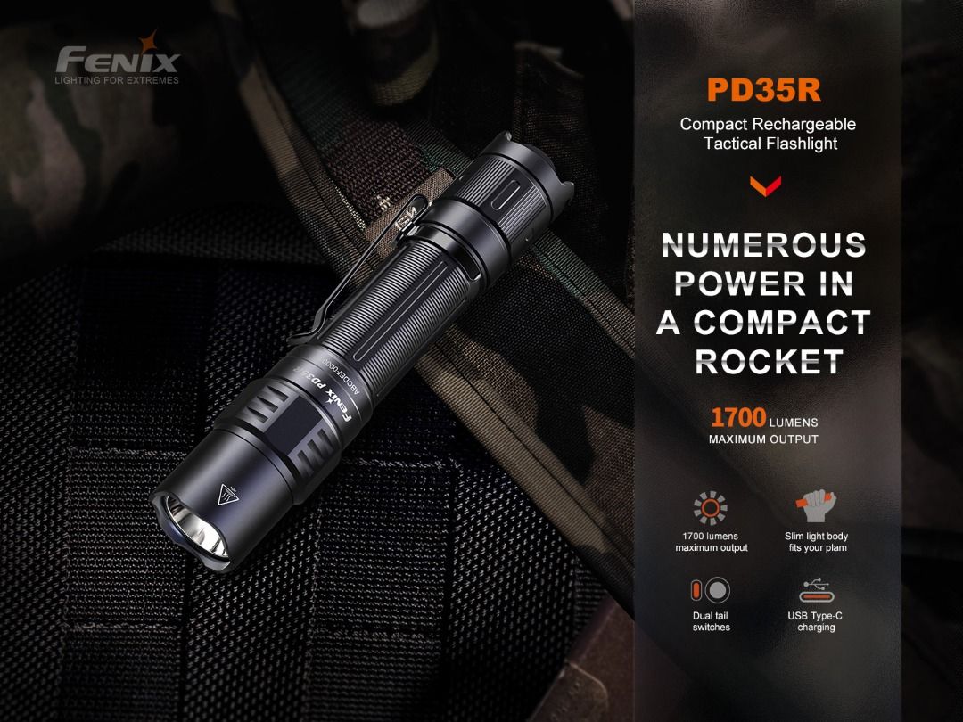 Fenix PD35R USB-C Rechargeable Tactical Flashlight