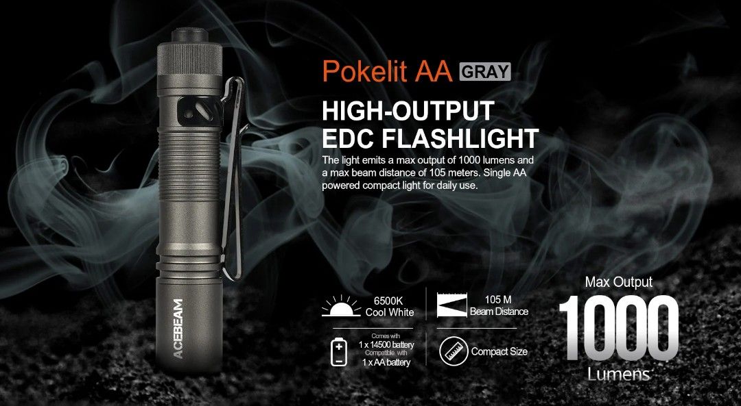 Acebeam Pokelite Gray AA EDC Flashlight