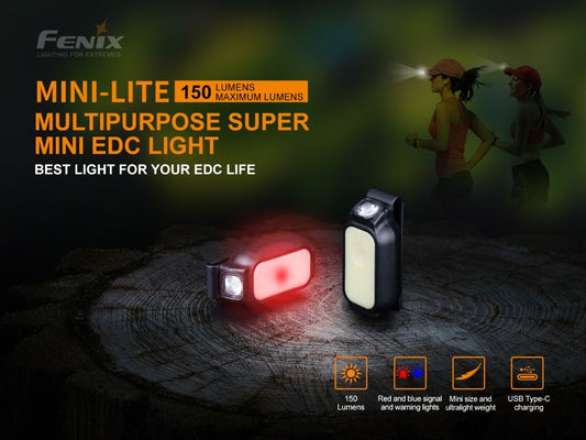 Fenix Mini-Lite Multipurpose Mini Light With Red & Blue Signal Light For Outdoor Activities