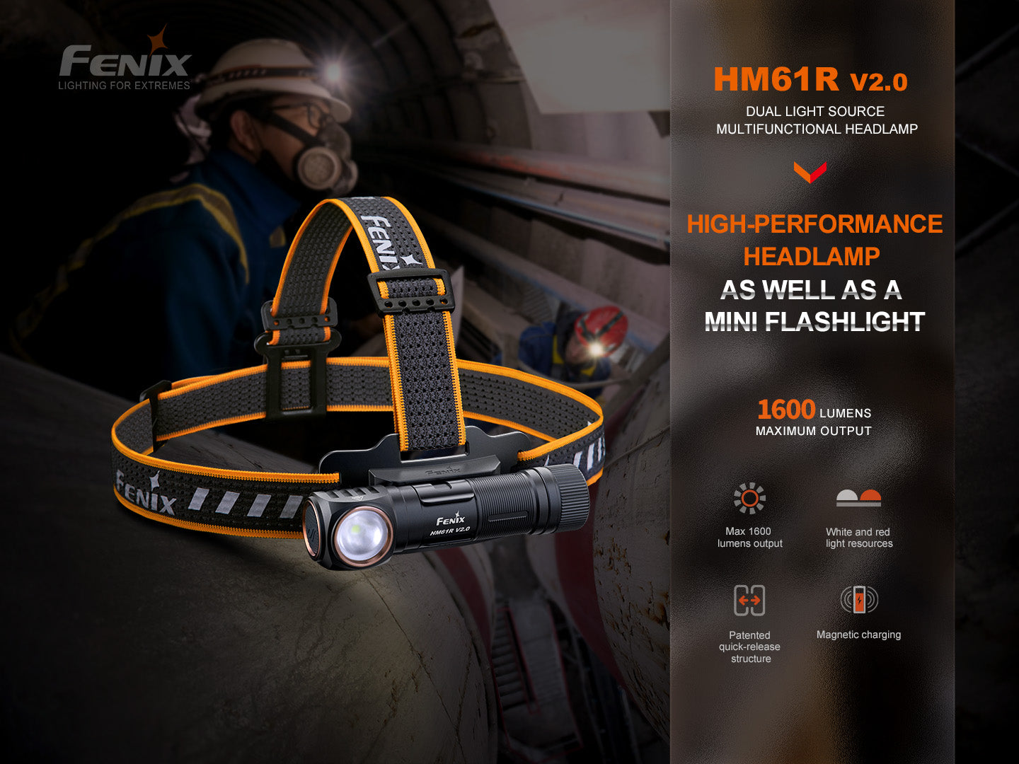 Fenix HM61R Right Angle Flashlight with Headlamp Feature