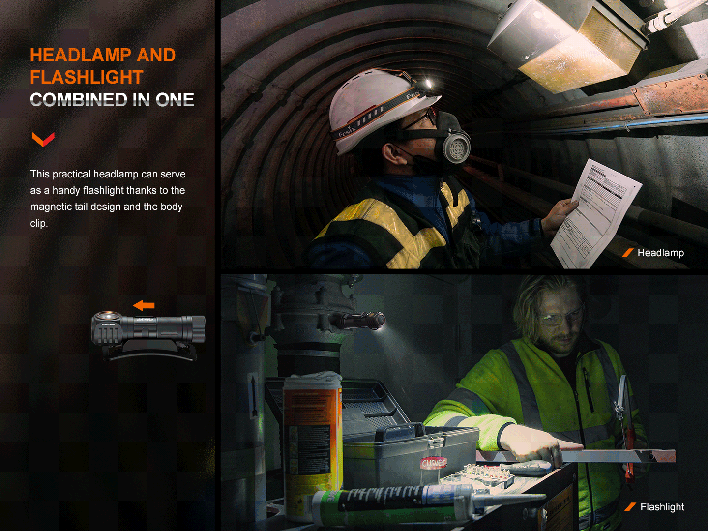Fenix HM61R Right Angle Flashlight with Headlamp Feature