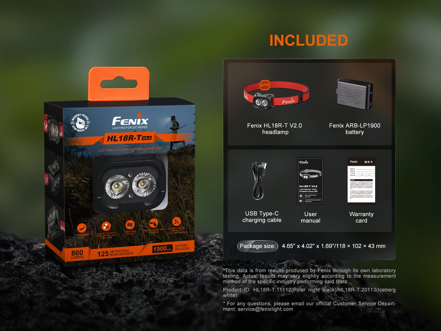 Fenix HL18R-T V2 Triple Light Sources Lightweight Headlamp with Whistle
