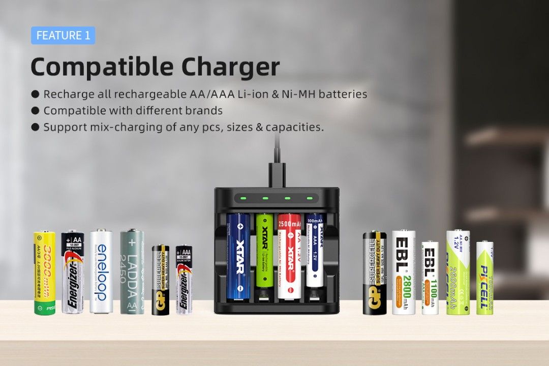 XTAR L4 1.5 Li-ion / 1.2V Ni-MH AA & AAA Battery Charger
