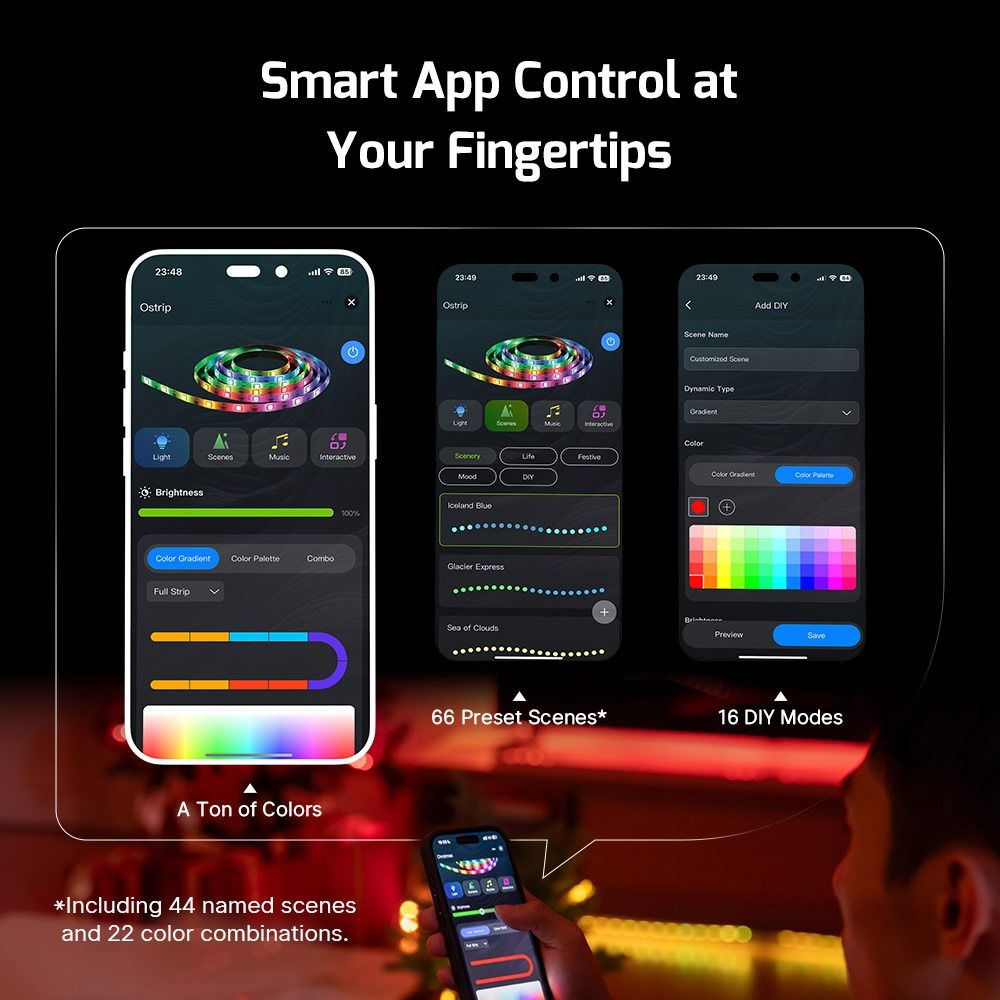Olight Ostrip Smart LED Strip Lights with APP Control, Music Sync, Color Changing
