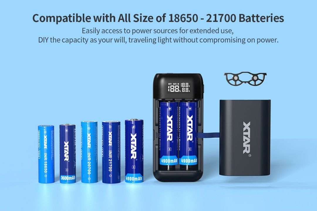 XTAR PB2SL 2-In-1 Battery Charger with Power Bank Feature