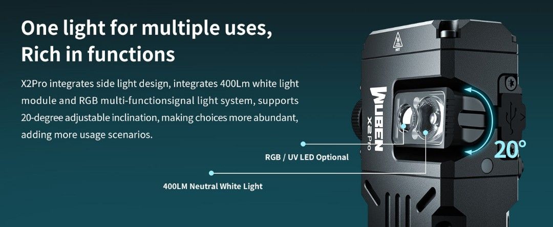 Wuben X2 Pro RGB Multi-Function Everyday Carry Flashlight