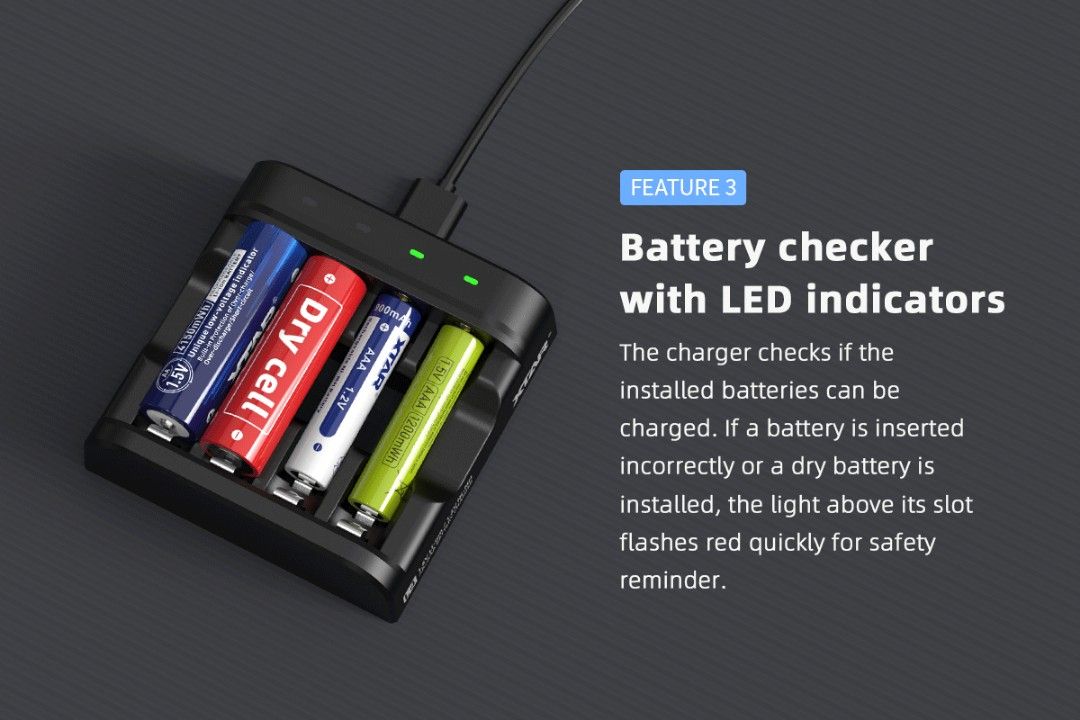 XTAR L4 1.5 Li-ion / 1.2V Ni-MH AA & AAA Battery Charger