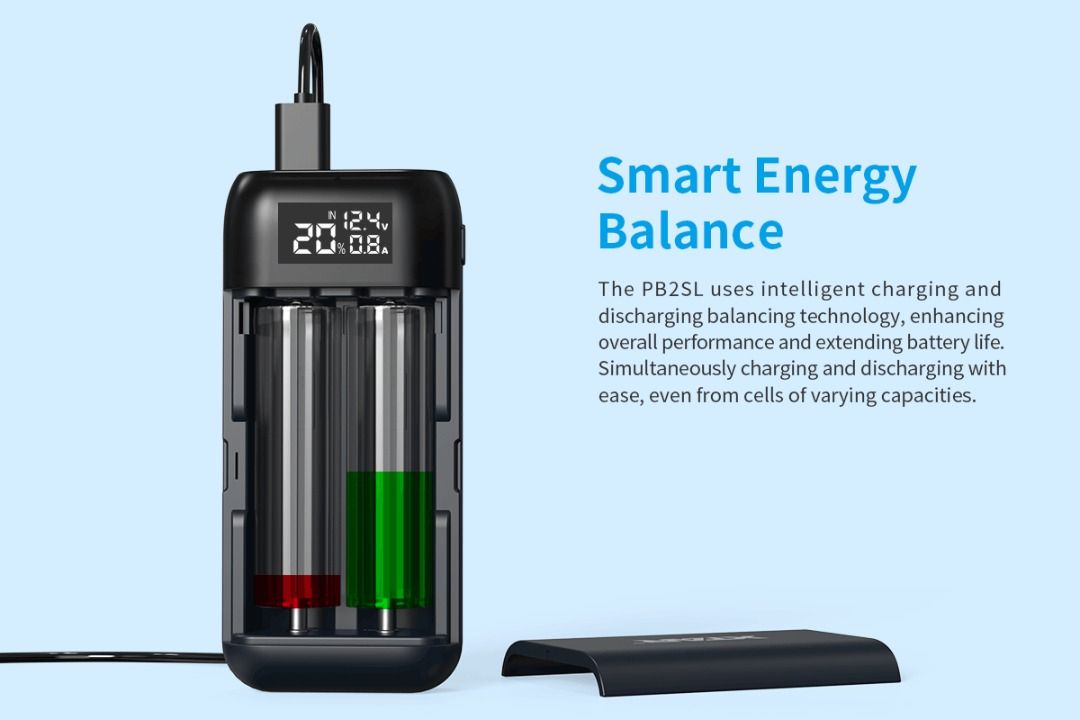 XTAR PB2SL 2-In-1 Battery Charger with Power Bank Feature