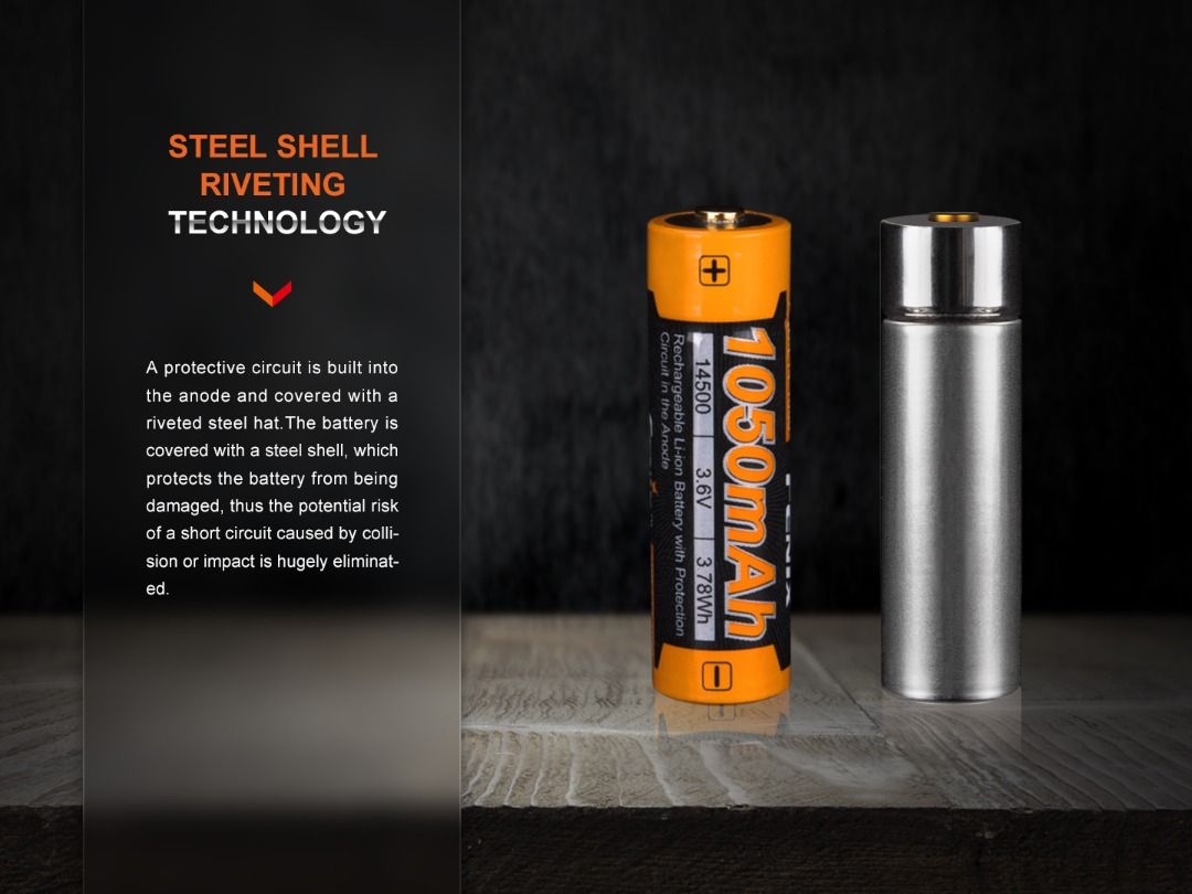 Fenix 14500 Li-ion Rechargeable Battery For Flashlight & Headlamp (Model no.: ARB-L15-1050)