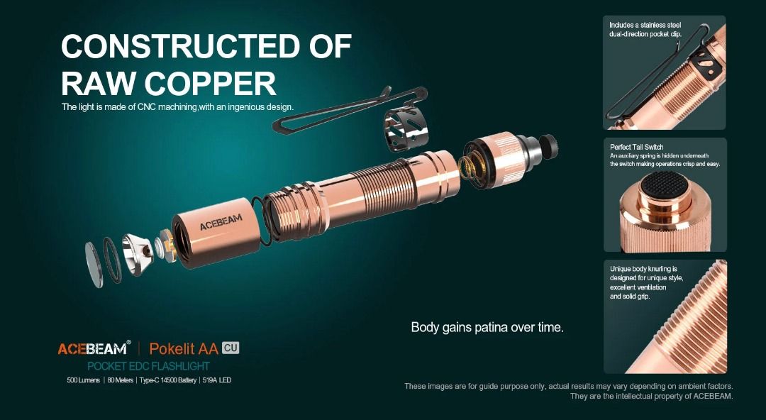 Acebeam Pokelite AA Copper EDC Flashlight