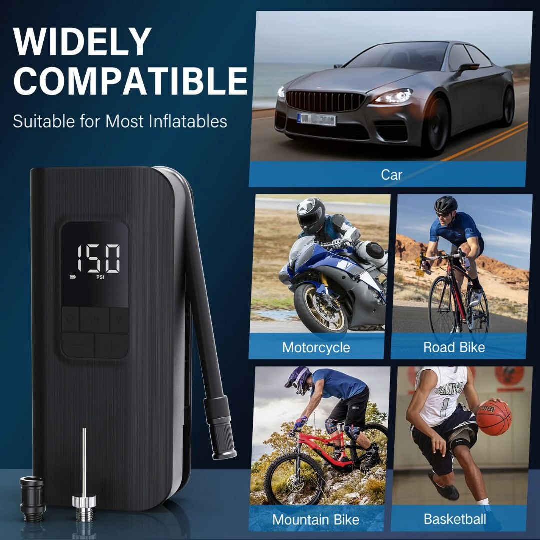 Topump TP100 Intelligent Electric Air Pump For Bikes, Cars & Balls