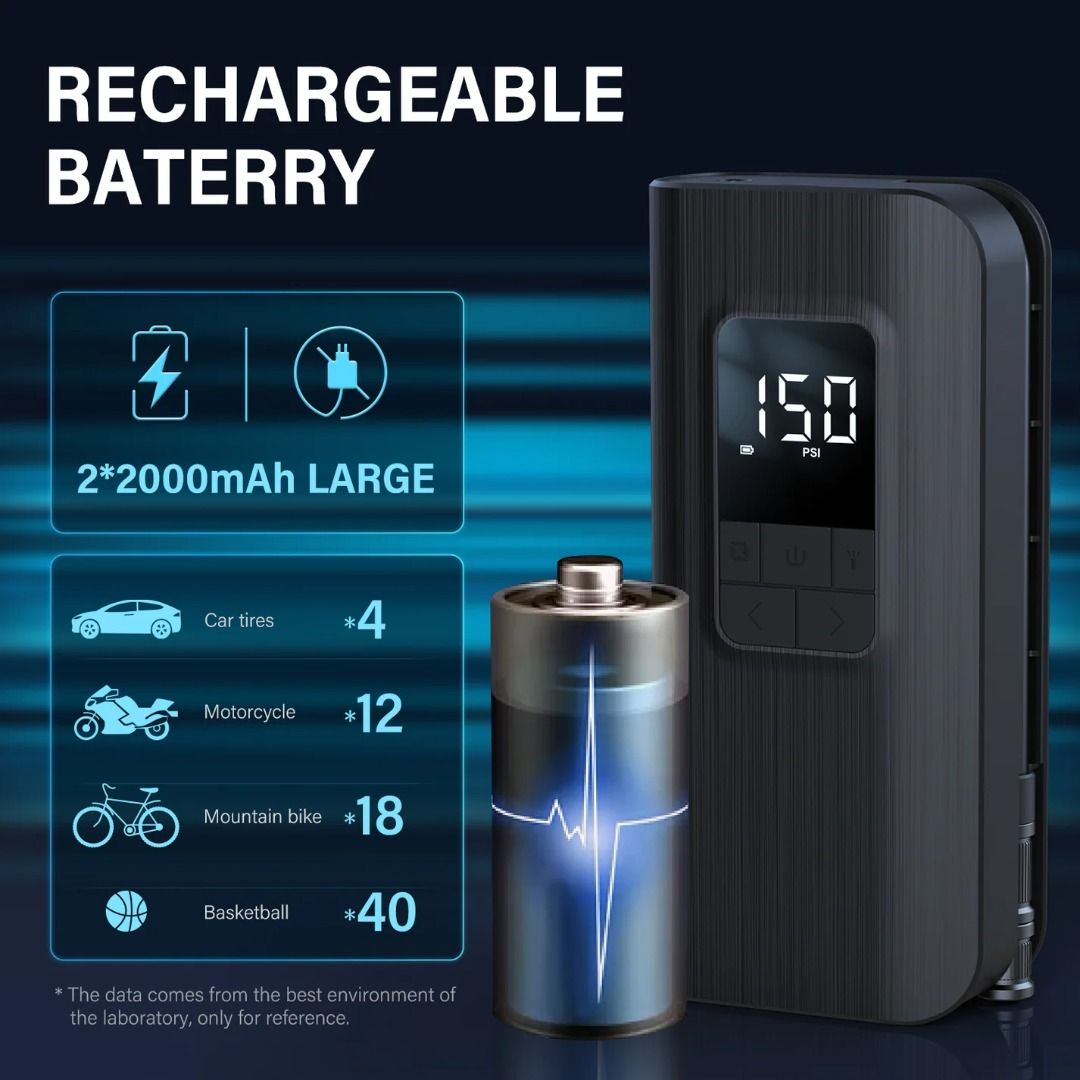 Topump TP100 Intelligent Electric Air Pump For Bikes, Cars & Balls