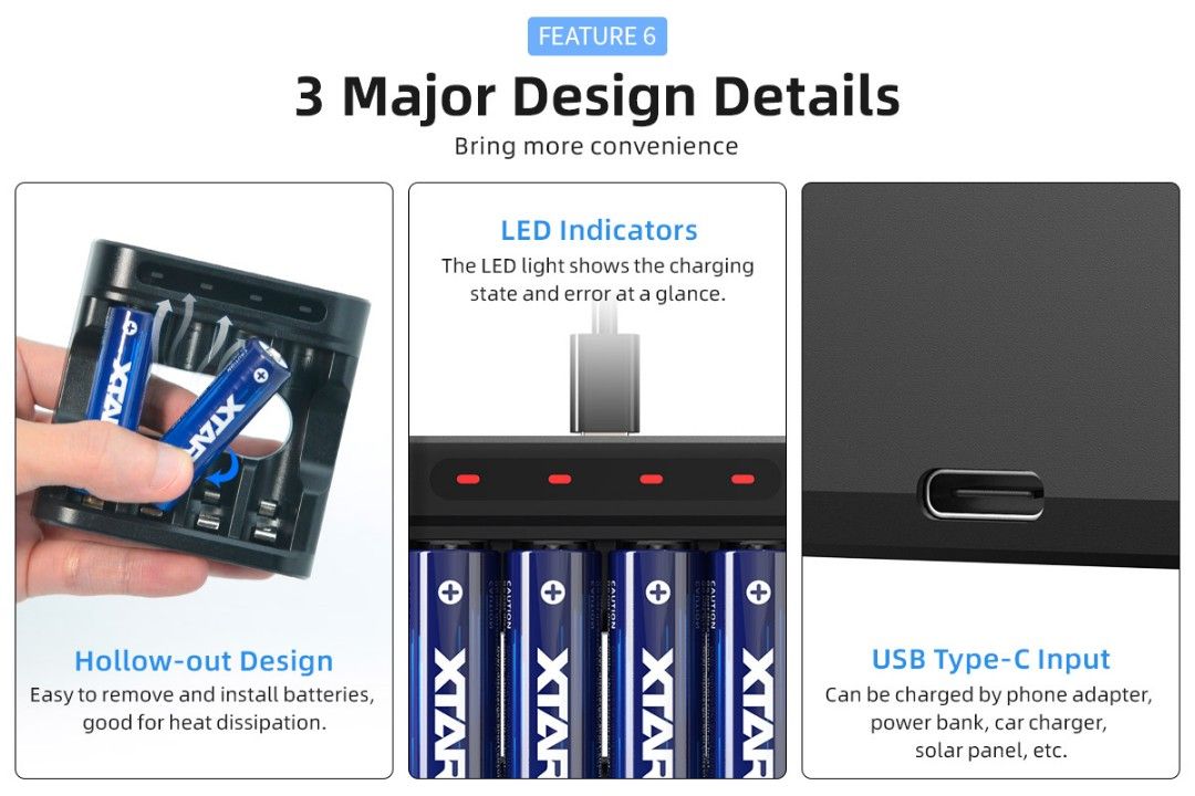 XTAR L4 1.5 Li-ion / 1.2V Ni-MH AA & AAA Battery Charger