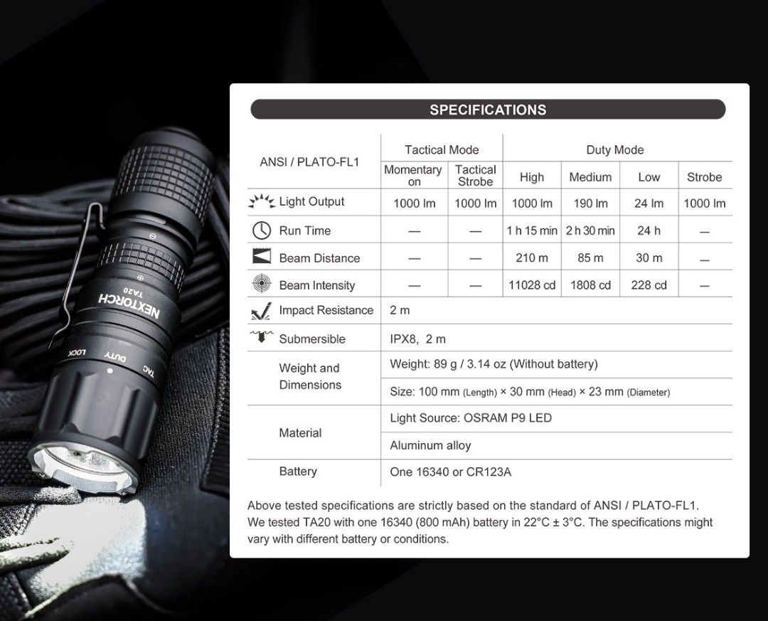 Nextorch TA20 Compact Tactical Flashlight