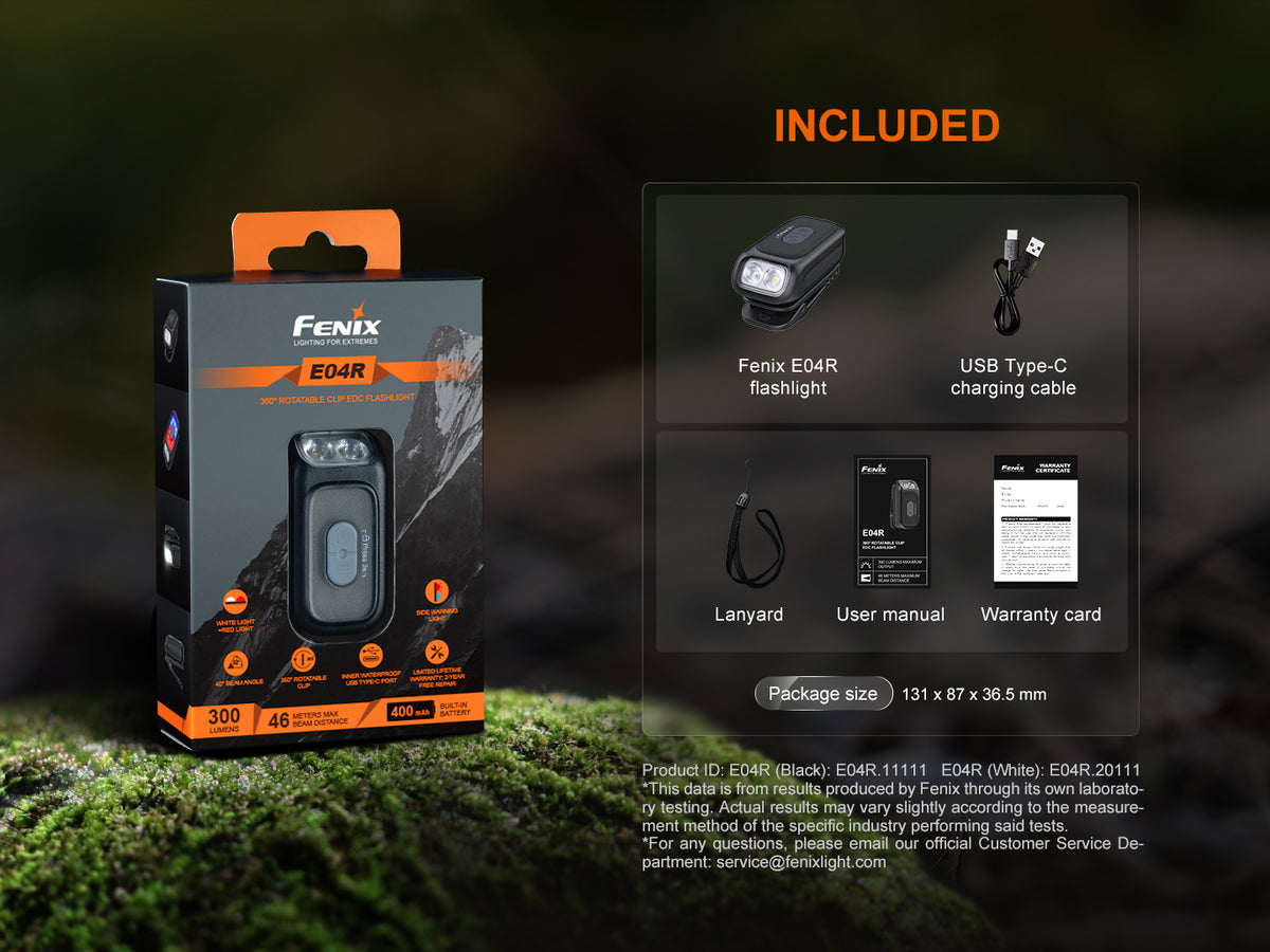 Fenix HM65R-T V2 Magnesium Headlamp With Emergency Whistle + E04R Rotatable Clip Light (Copy)