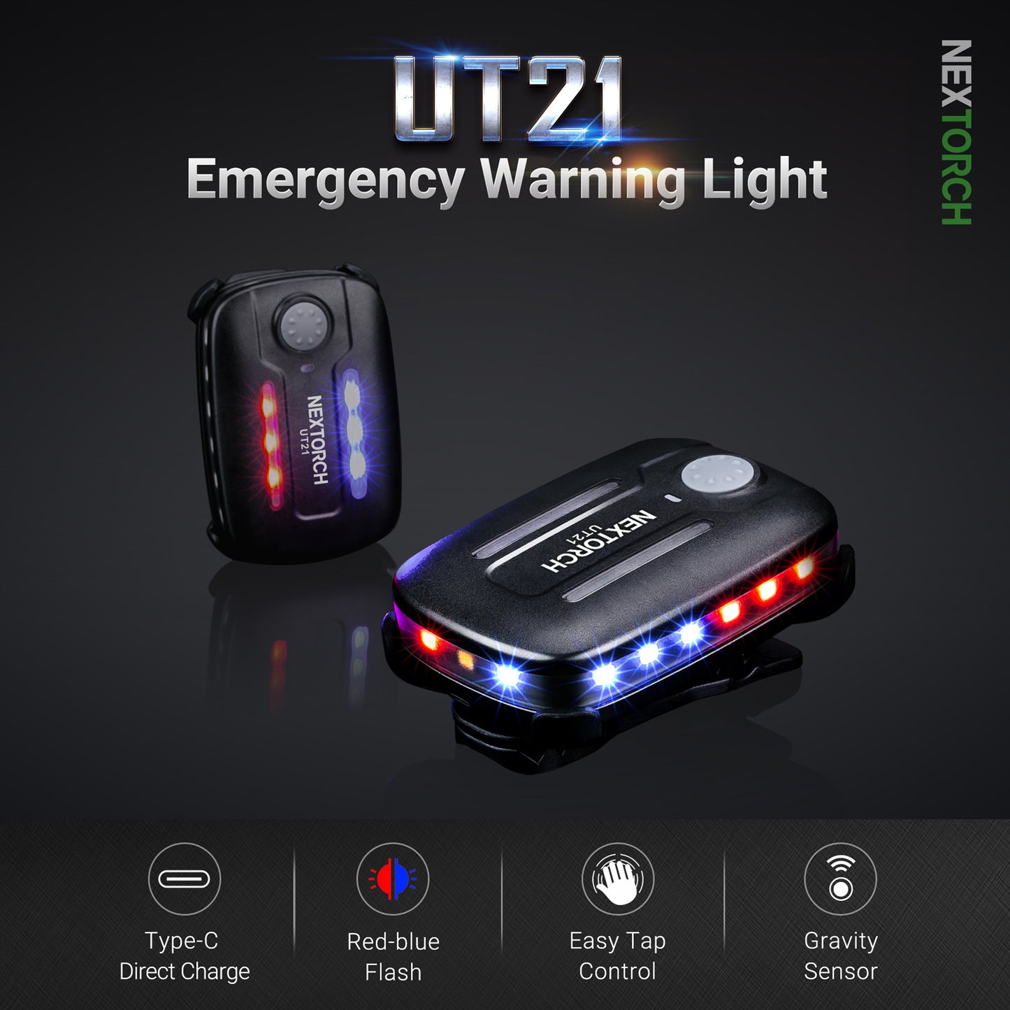 Nextorch UT21 Blue & Red Signal Light with White Light