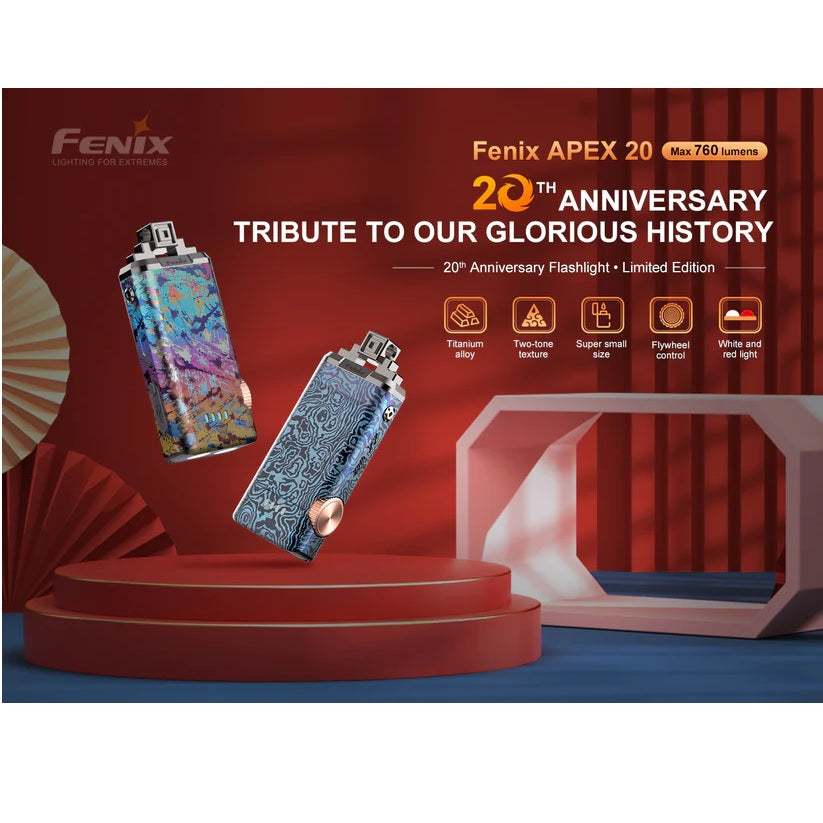 (Limited Edition) Fenix 20th Anniversary Titanium Keychain Flashlight - Model no. Apex 20