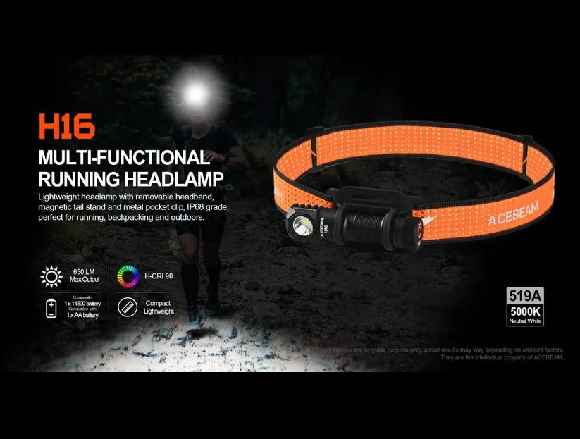 Acebeam H16 Compact Lightweight Rechargeable Headlamp
