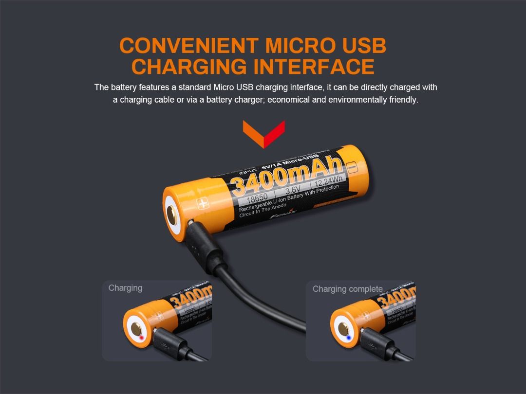 Fenix ARB-L18-3400U USB-Rechargeable 18650 Battery
