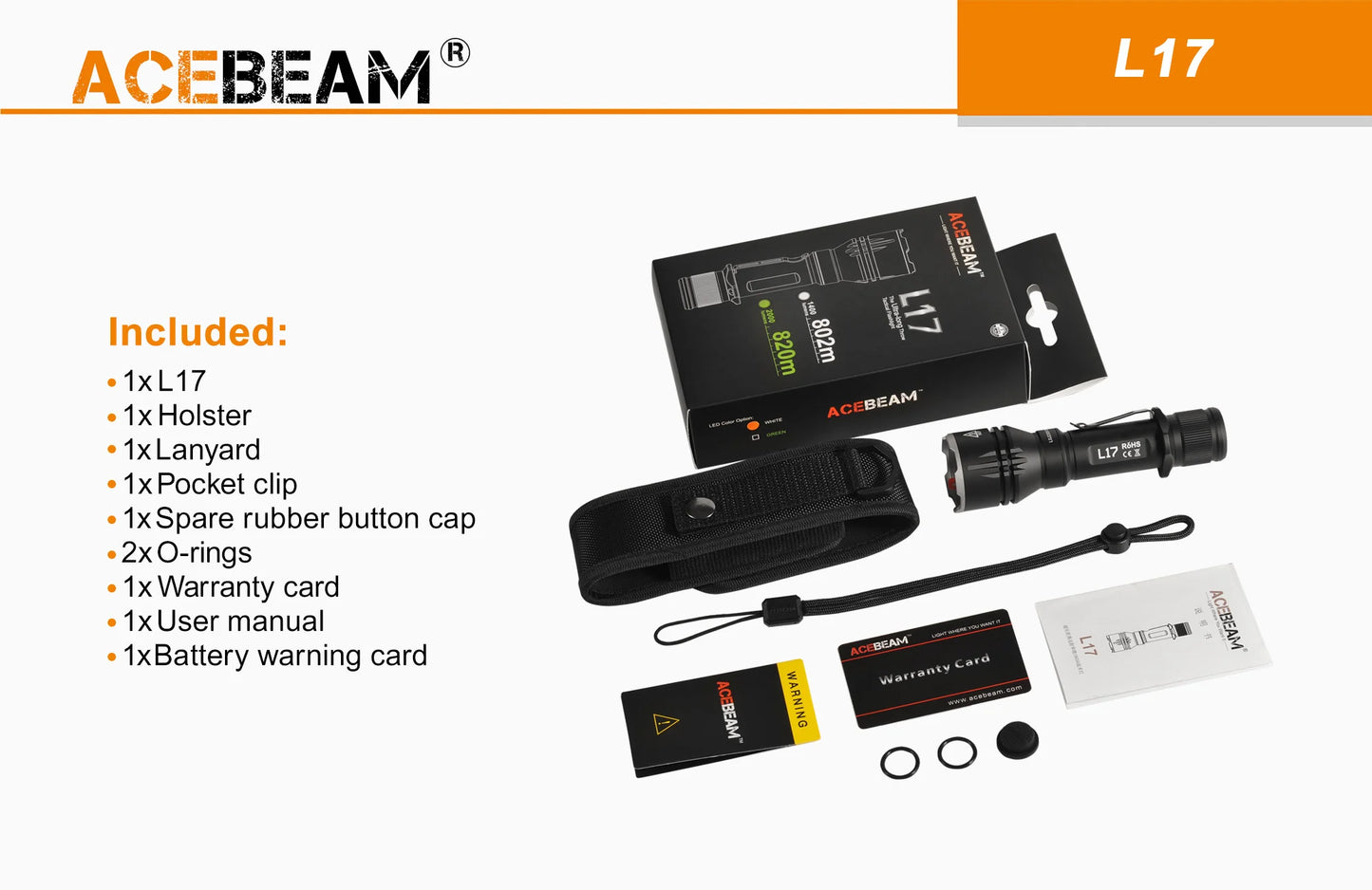 Acebeam L17 Compact Long Throw LED Flashlight