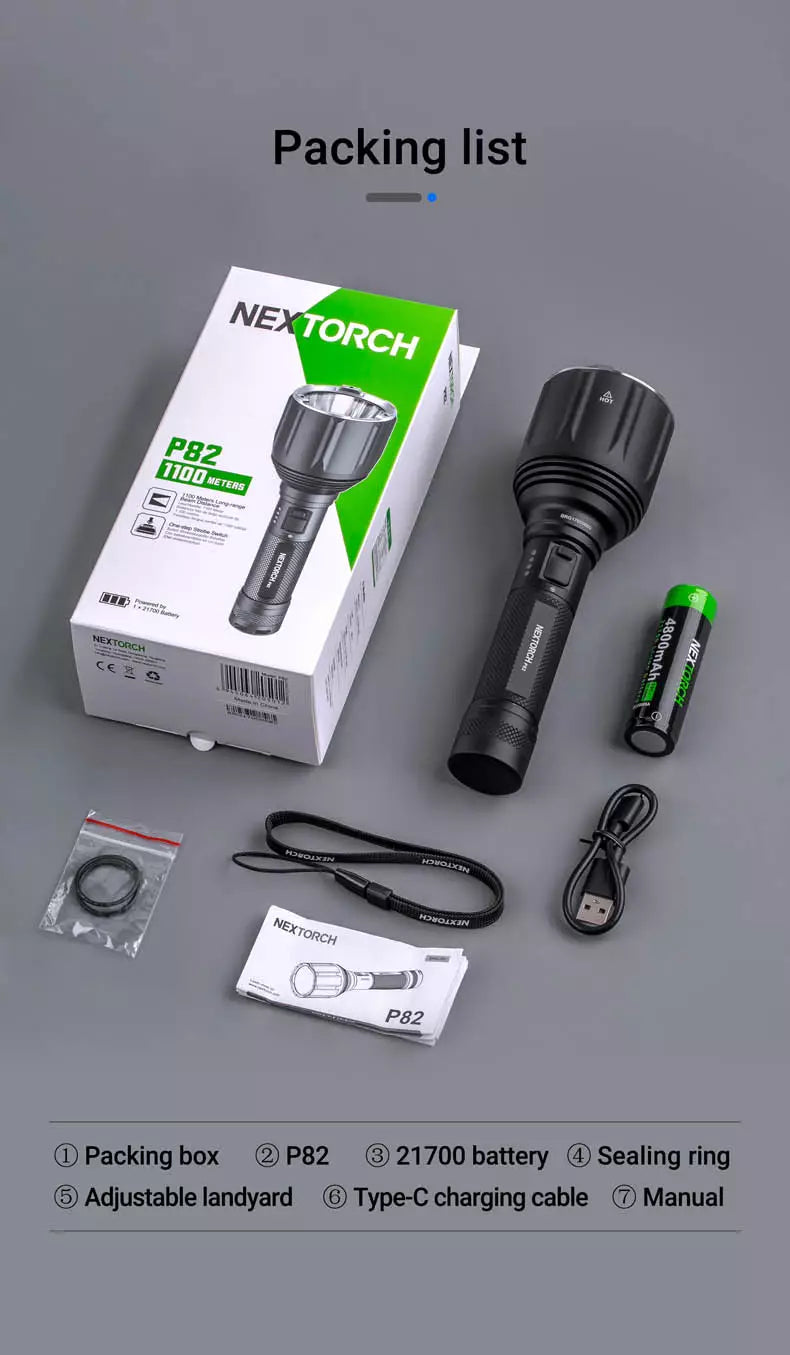 Nextorch P82 Long Thow Rechargeable LED Flashlight