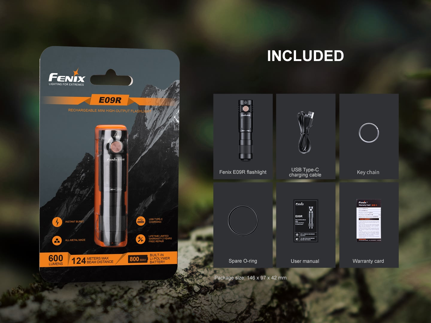 Fenix E09R 600 Lumens Rechargeable Compact Flashlight