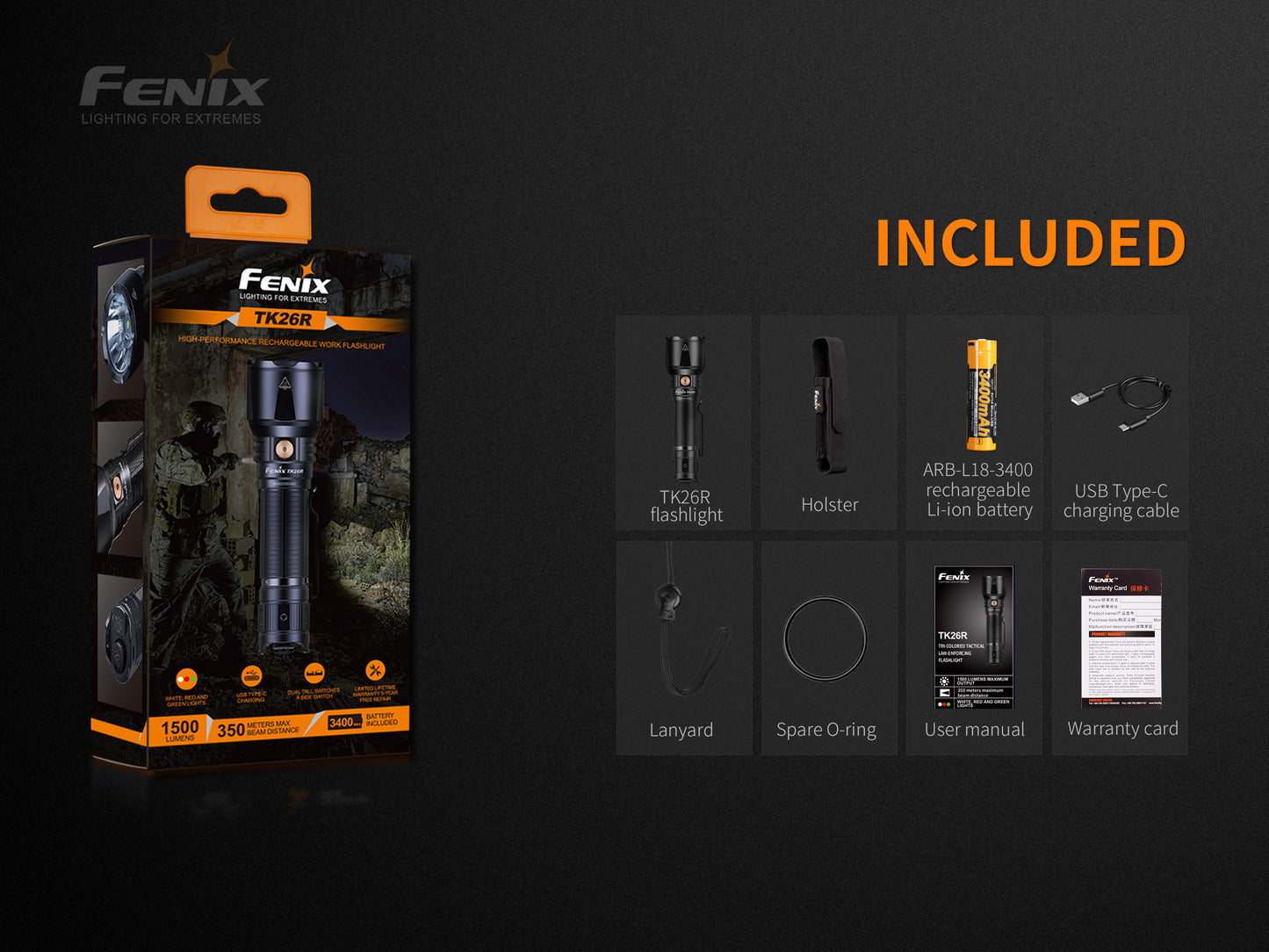 Fenix TK26R Triple Colored Flashlight