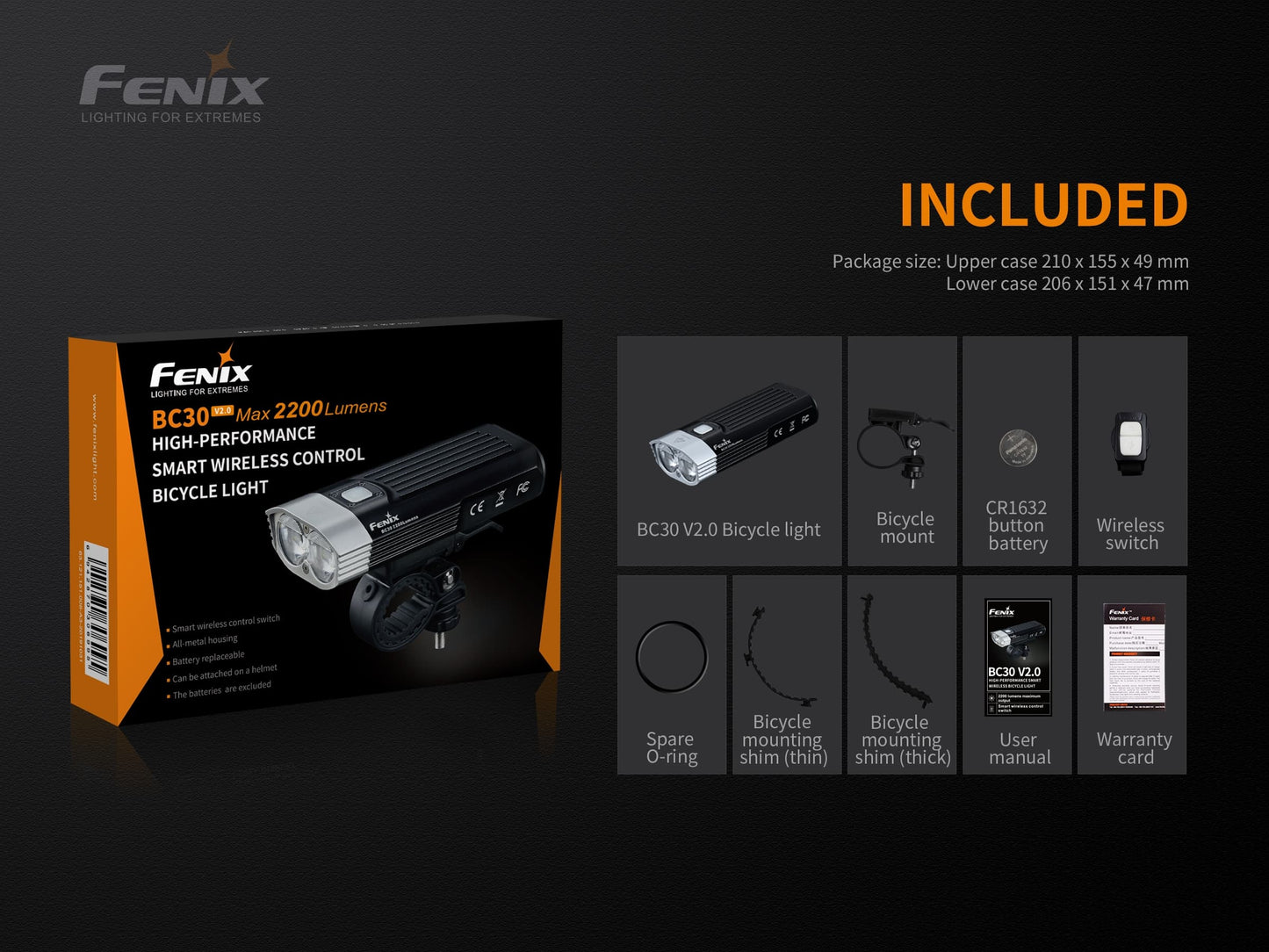 Fenix BC30 V2 Bike Light with Wireless Control Switch
