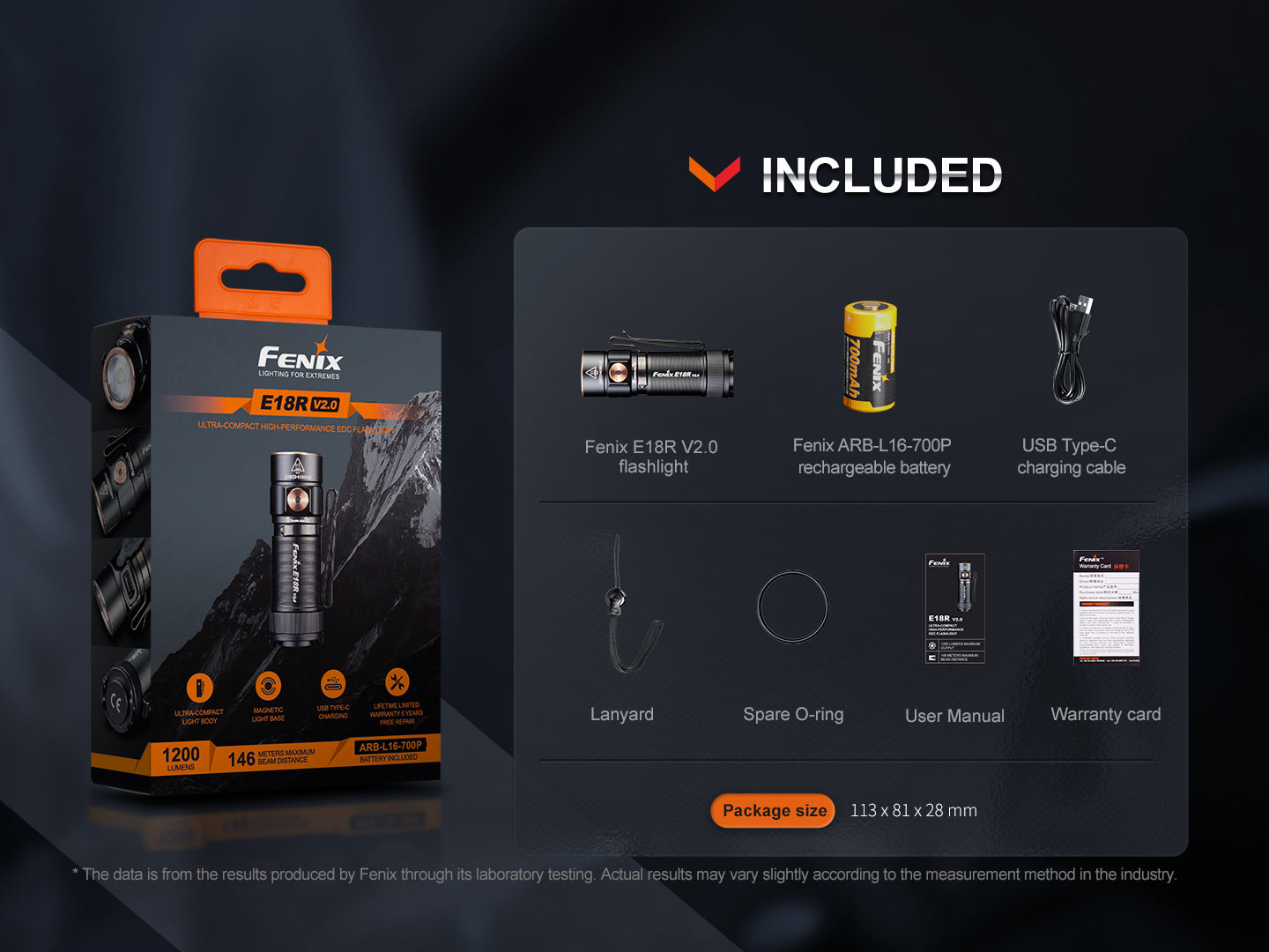 Fenix E18R V2 Ultra Compact High Performance EDC Flashlight