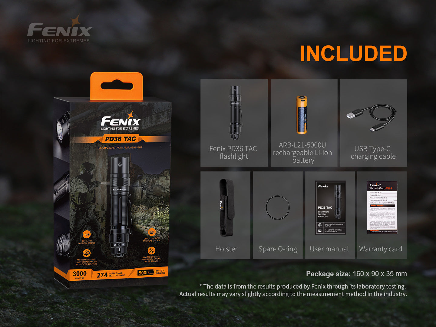 Fenix PD36 Tac 3000 Lumens Tactical Flashlight