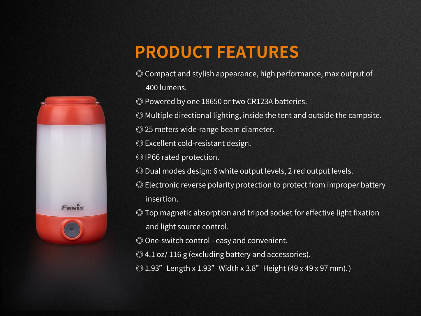 Fenix CL26R Rechargeable Camping Lantern 400 Lumens