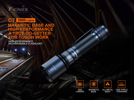 Fenix C7 High Performance Rechargeable Flashlight - 3000 Lumens