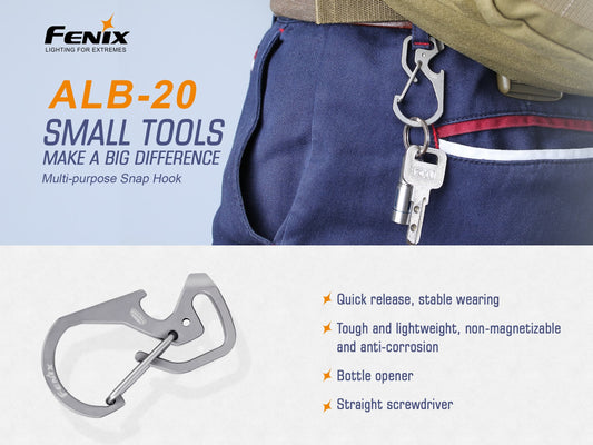 Fenix ALB-20 Titanium Snap Hook / Carabiner - TC4 Titanium Alloy