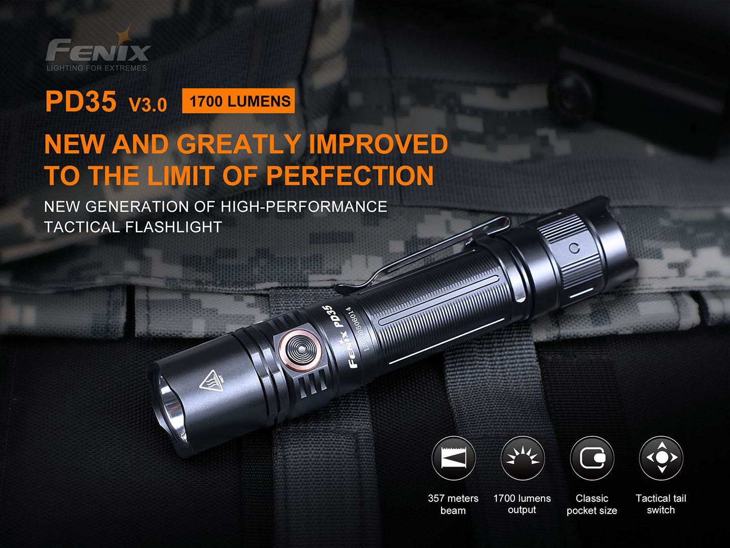 Fenix PD35 V3 Tactical Flashlight 1700 Lumens