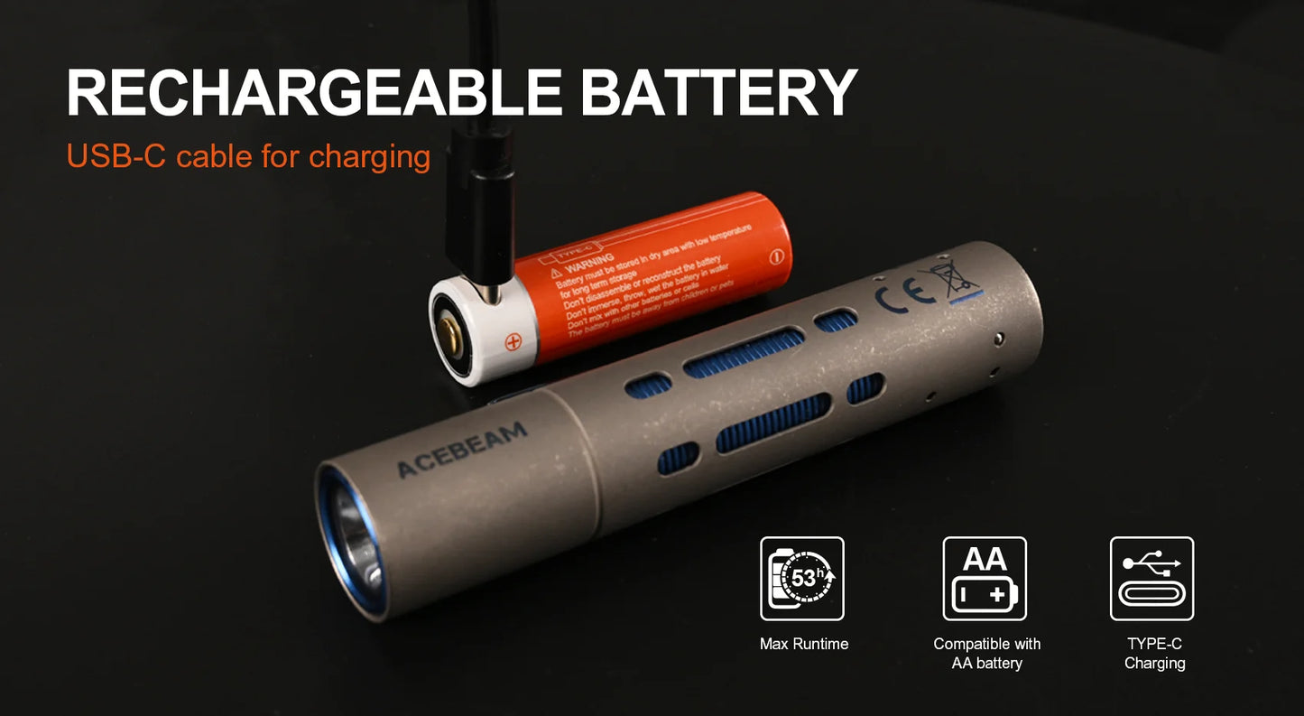 Acebeam Rider RX Fidget Flashlight In Titanium Outer Shelf