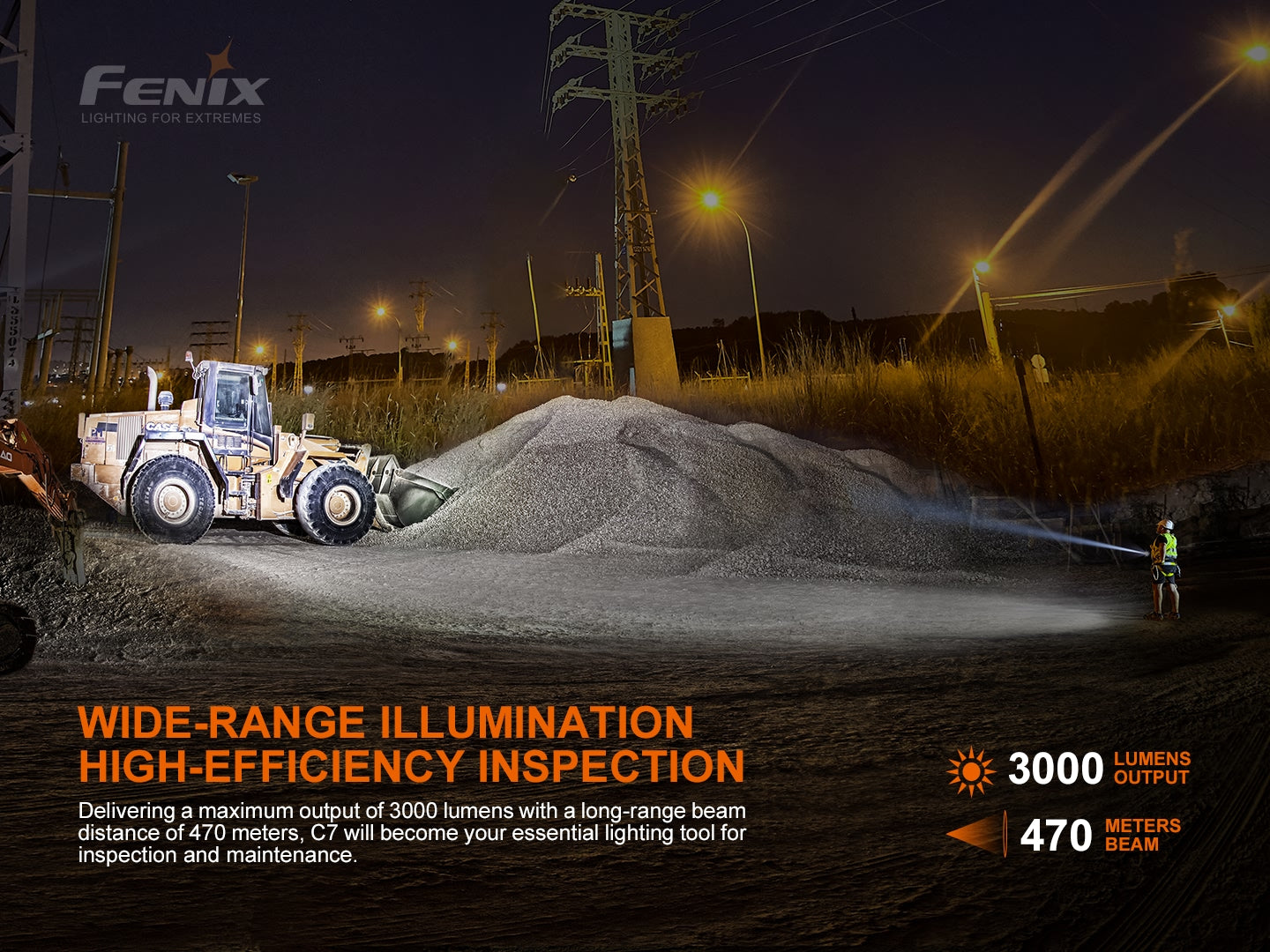 Fenix C7 High Performance Rechargeable Flashlight - 3000 Lumens