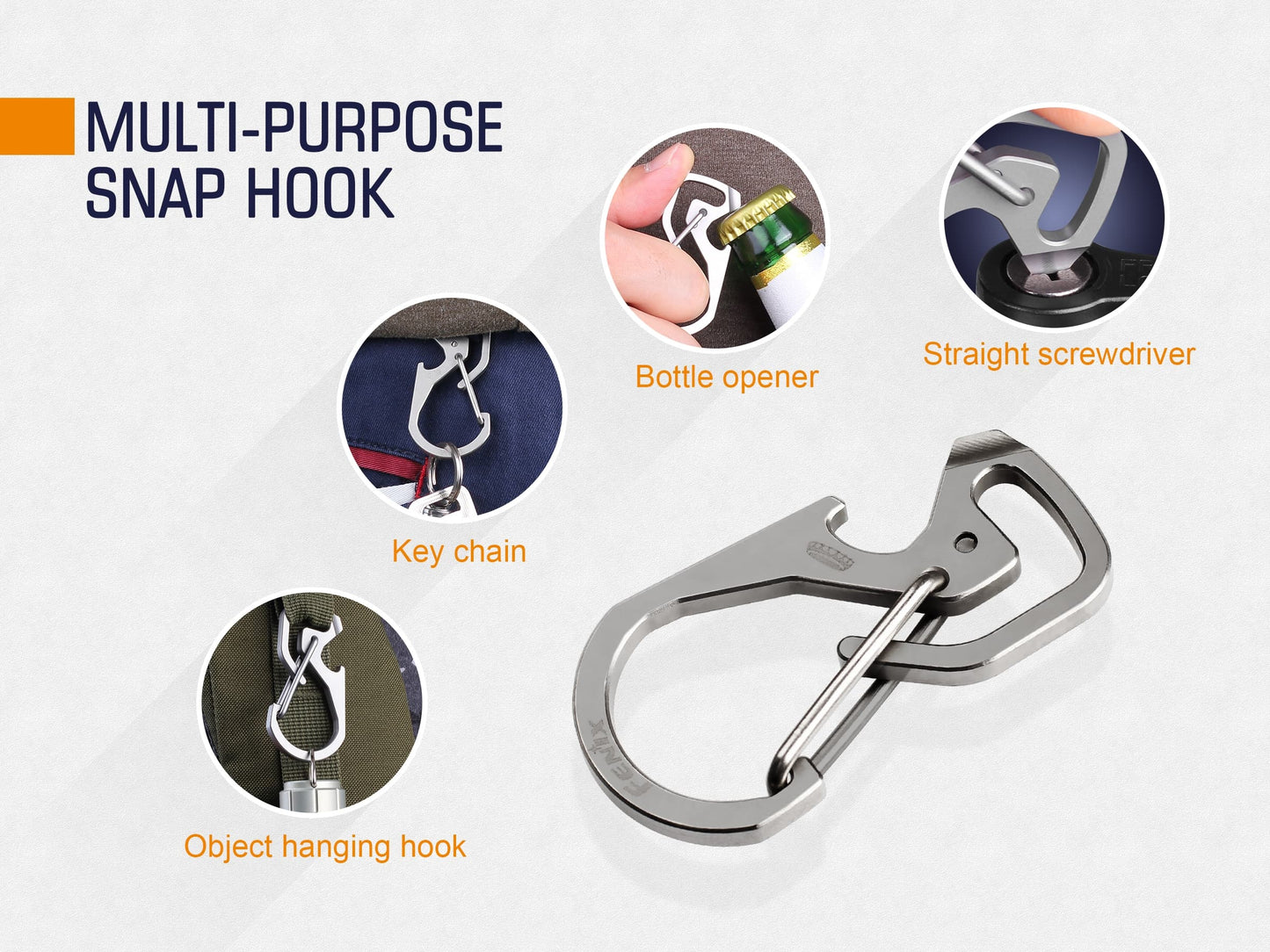 Fenix ALB-20 Titanium Snap Hook / Carabiner - TC4 Titanium Alloy