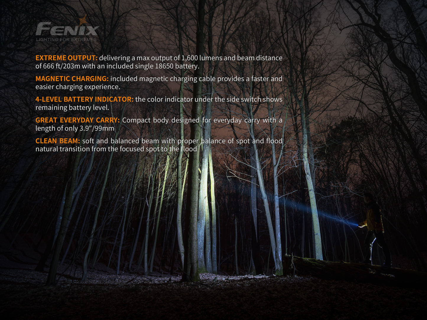 Fenix E30R Rechargeable LED Flashlight 1600 lumen